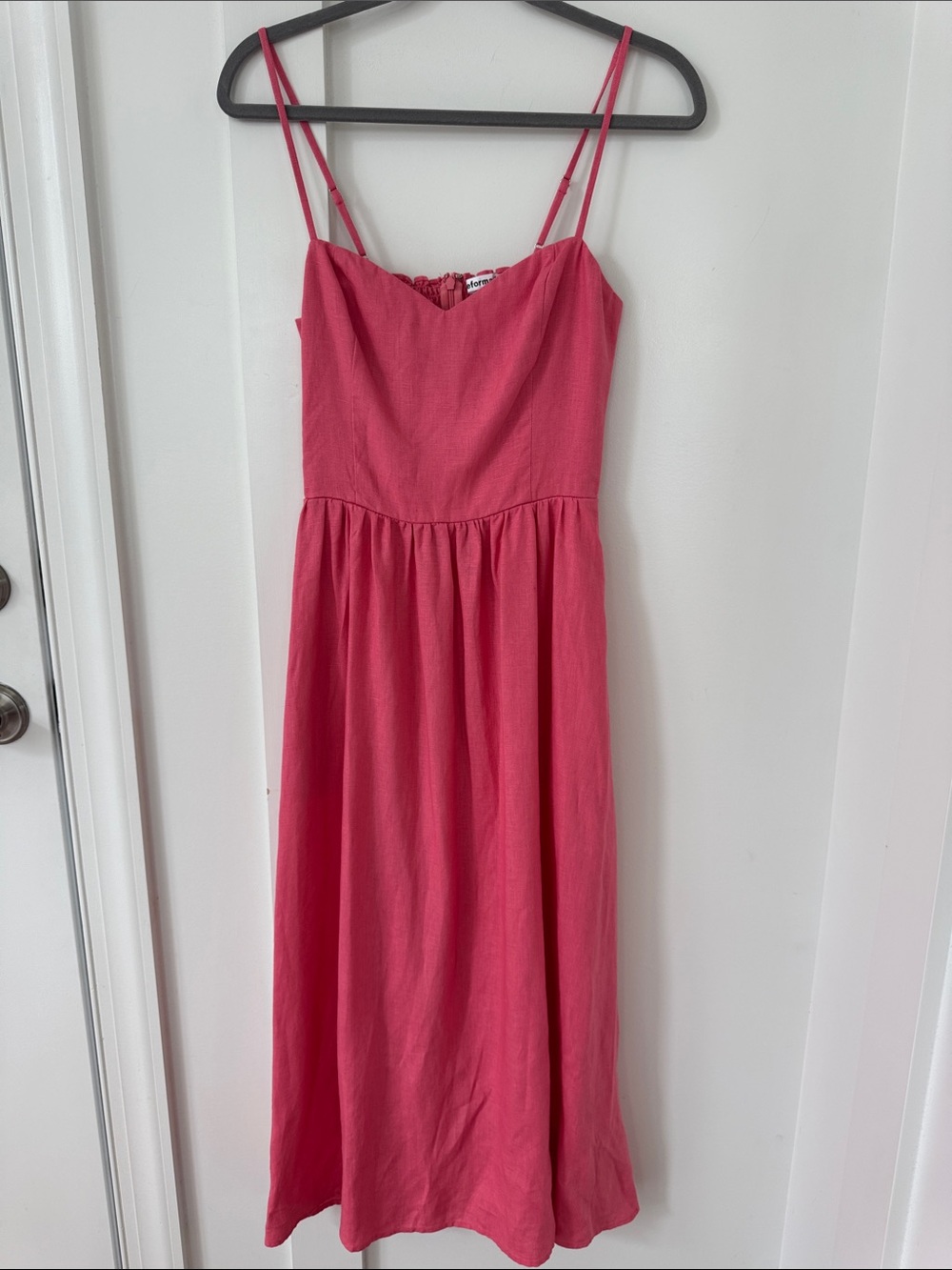Reformation Women's Pink Spaghetti-Strap Midi Dress 6